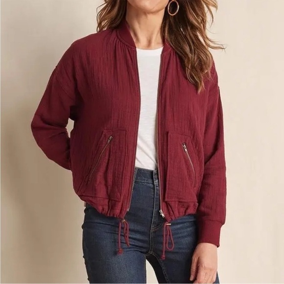 Matilda Jane Jacket Crimson Burgundy Lightweight Zipper Gauze NWOT - Picture 1 of 8